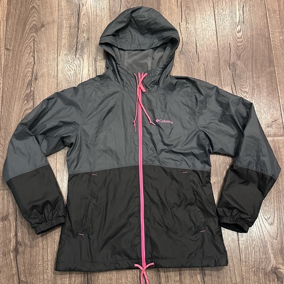 Columbia Jacket Women Gray Hooded Flash Forward Fleece Lined Windbreaker Golf S - Picture 2 of 12